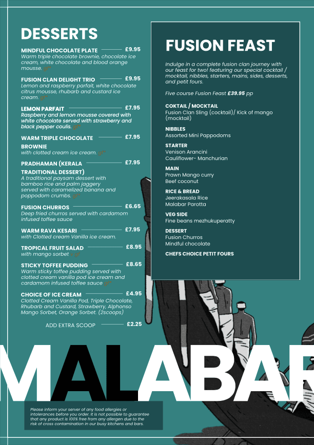 Fusion Clan Warwick Dine In Menu