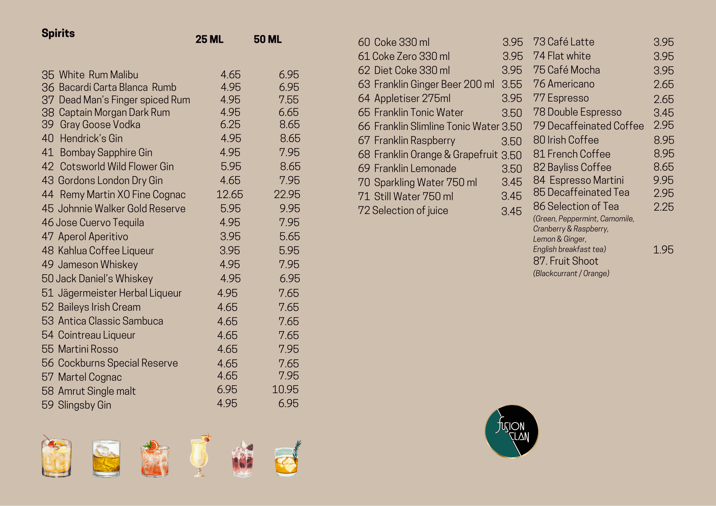 Fusion Clan Wine Menu Warwick